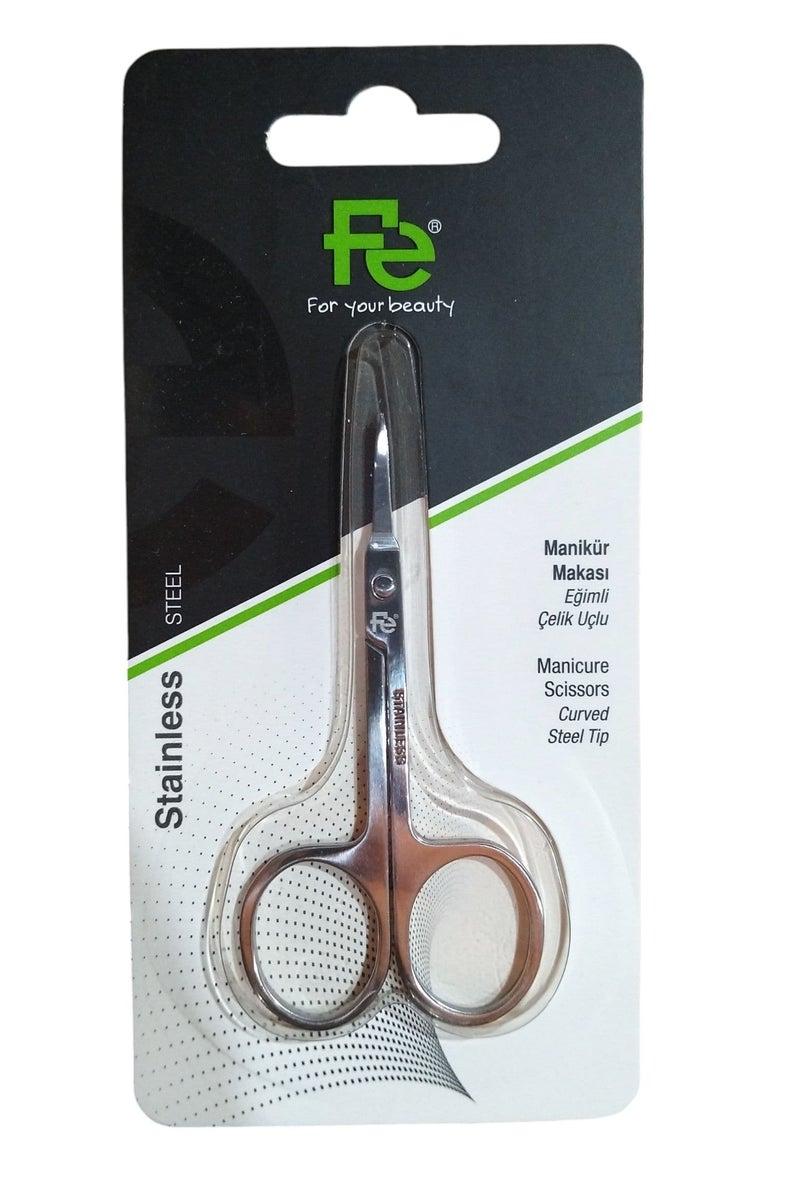 Fe Stainless Steel Manicure and Scissor Curved Steel Tip