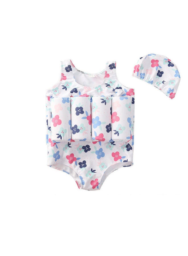 Loquat Children's Buoyancy Swimsuit Baby Swimsuit One-piece Girl Toddler 2-3 Years Old Toddler 1 Boy Swimsuit Baby-Color:Small Flower- - Image 1