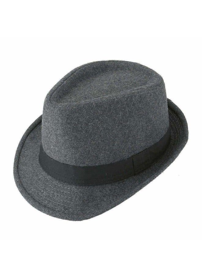 FALETO Unisex Classic 20s Trilby Fedora Hat with Band Casual Jazz Cap Manhattan, Grey, One size - Image 1