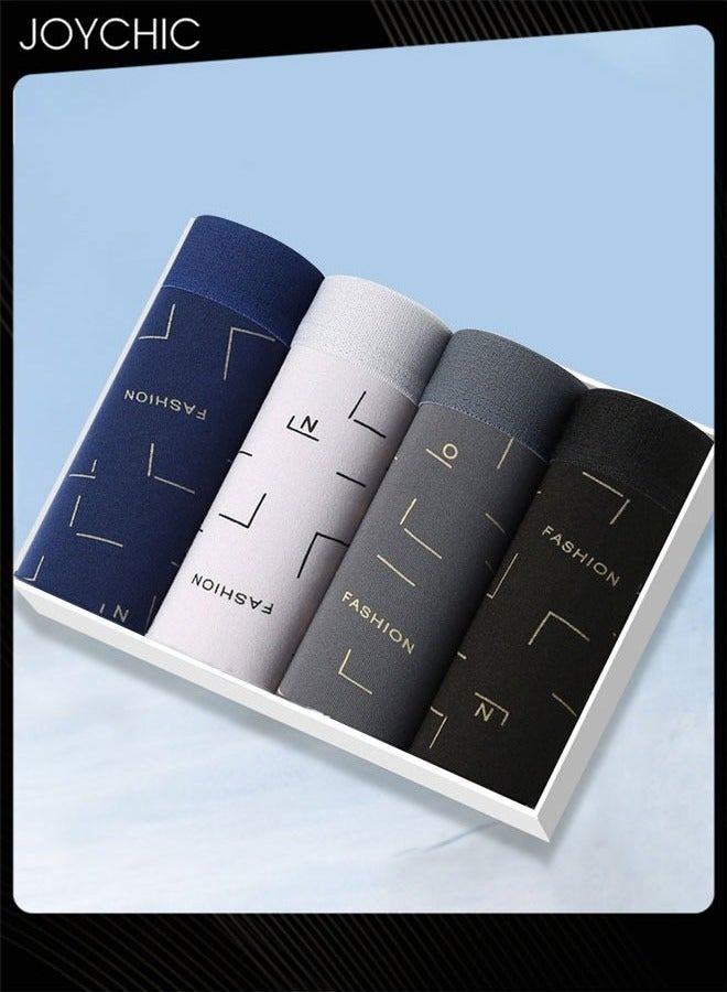 Joychic شورتات بوكسر قطنية مريحة وقابلة للتنفس للرجال 4 قطع بتقنية امتصاص الرطوبة على شكل حرف U