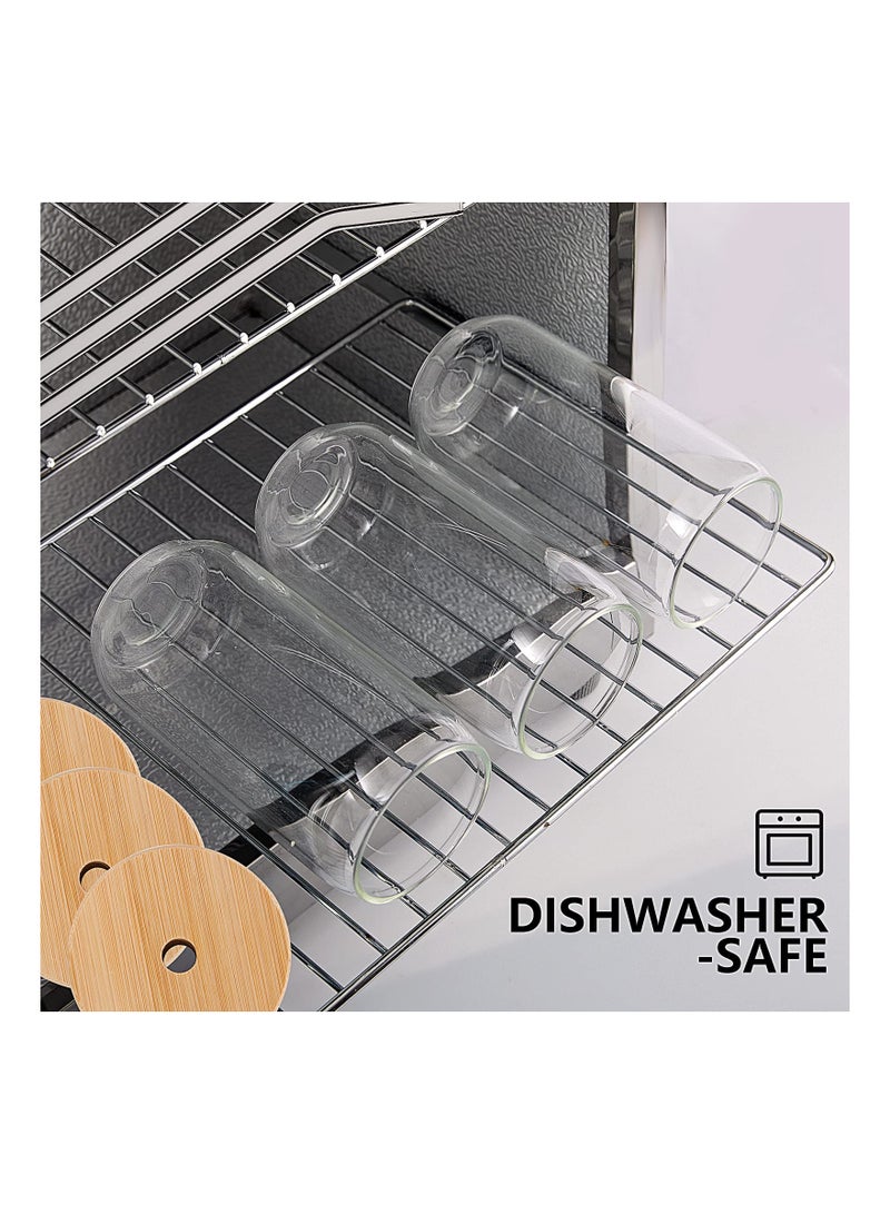 KASTWAVE طقم 2 قطعة من أكواب الشرب مع أغطية من الخيزران وقشة زجاجية - Image 3