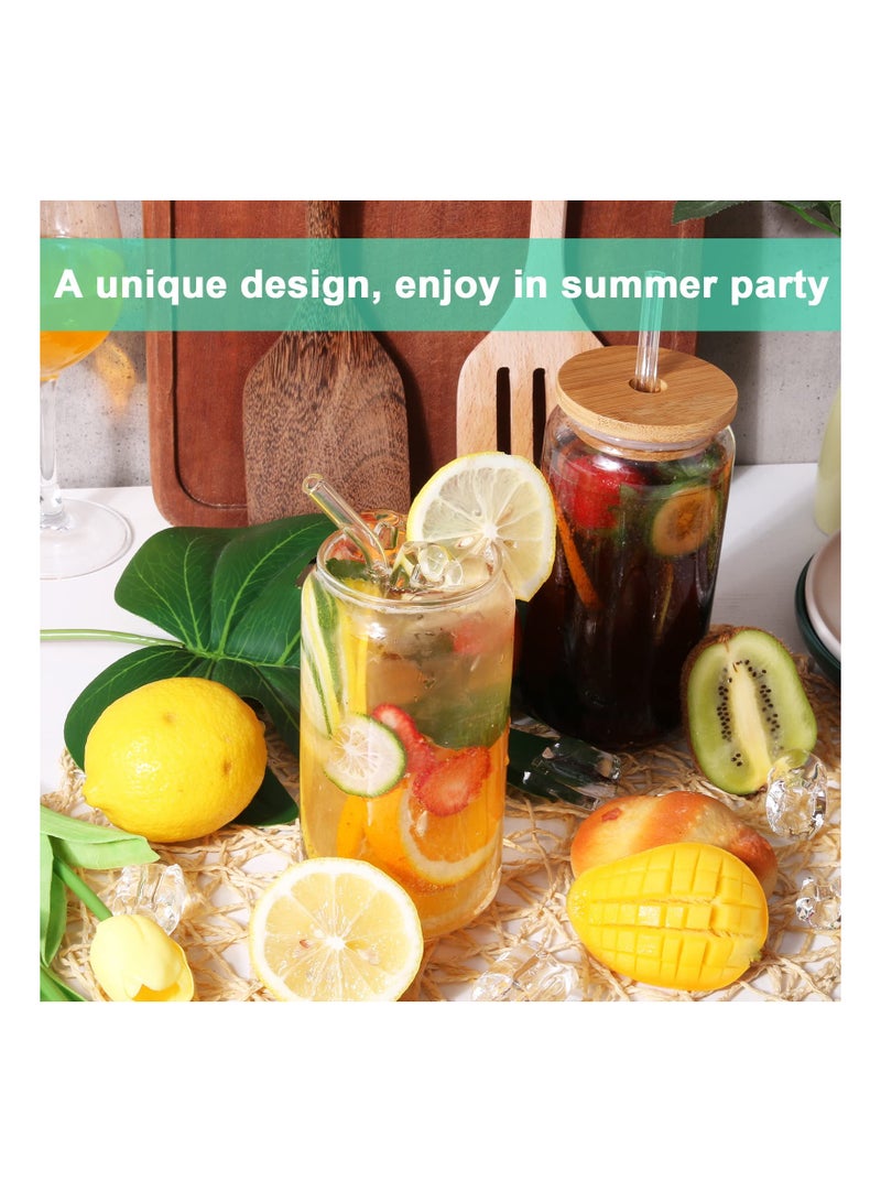 KASTWAVE طقم 2 قطعة من أكواب الشرب مع أغطية من الخيزران وقشة زجاجية - Image 5