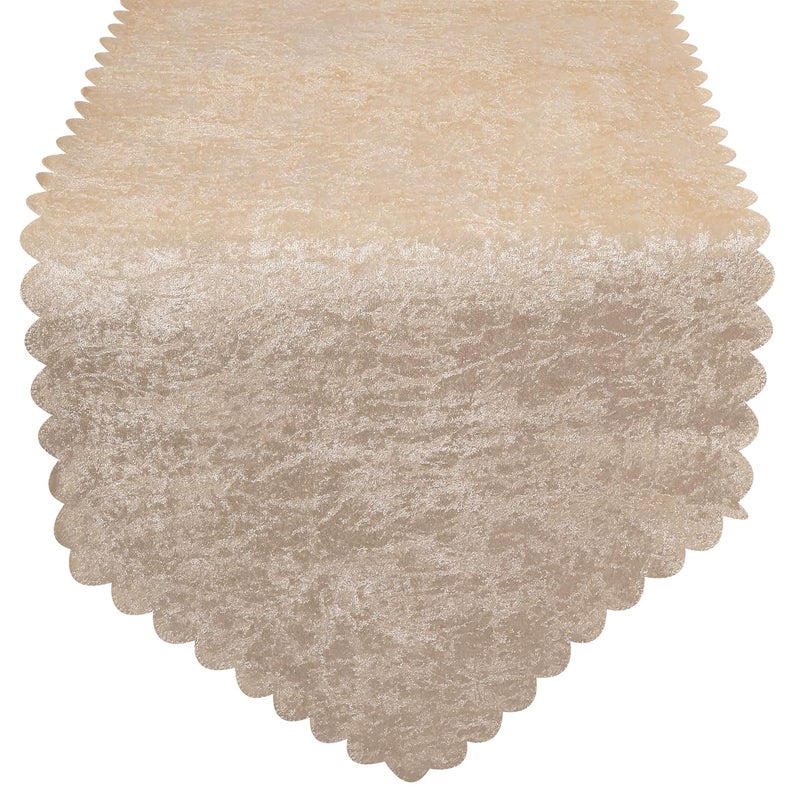 Kingly Premium Velvet Bed Runner Set for Hotels – Includes 1 Runner & 2 Cushion Covers – Beige – Double Bed Styling Combo - Image 3