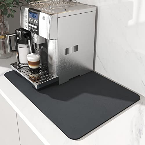 AMOAMI Coffee Mat - Hide Stain Rubber Backed Absorbent Dish Drying Mat for Kitchen Counter - Fits Under Coffee Maker or Machine - Image 1