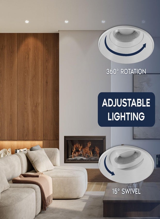 LUXRITE 3-Inch LED Gimbal Adjustable Trimless Spotlight with J-Box, Push N’ Lock, 5CCT 2700K-50000K, 360° Swivel & 15° Tilt, 12W, 1100LM, CRI90, Dual Dimmable, 38° Beam, IC Rated, Damp Rated - Image 4