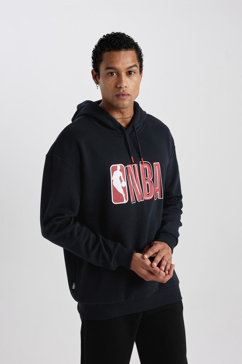 DeFacto Man DeFactoFit NBA Wordmark Boxy Fit Thick Sweatshirt  - Image 4