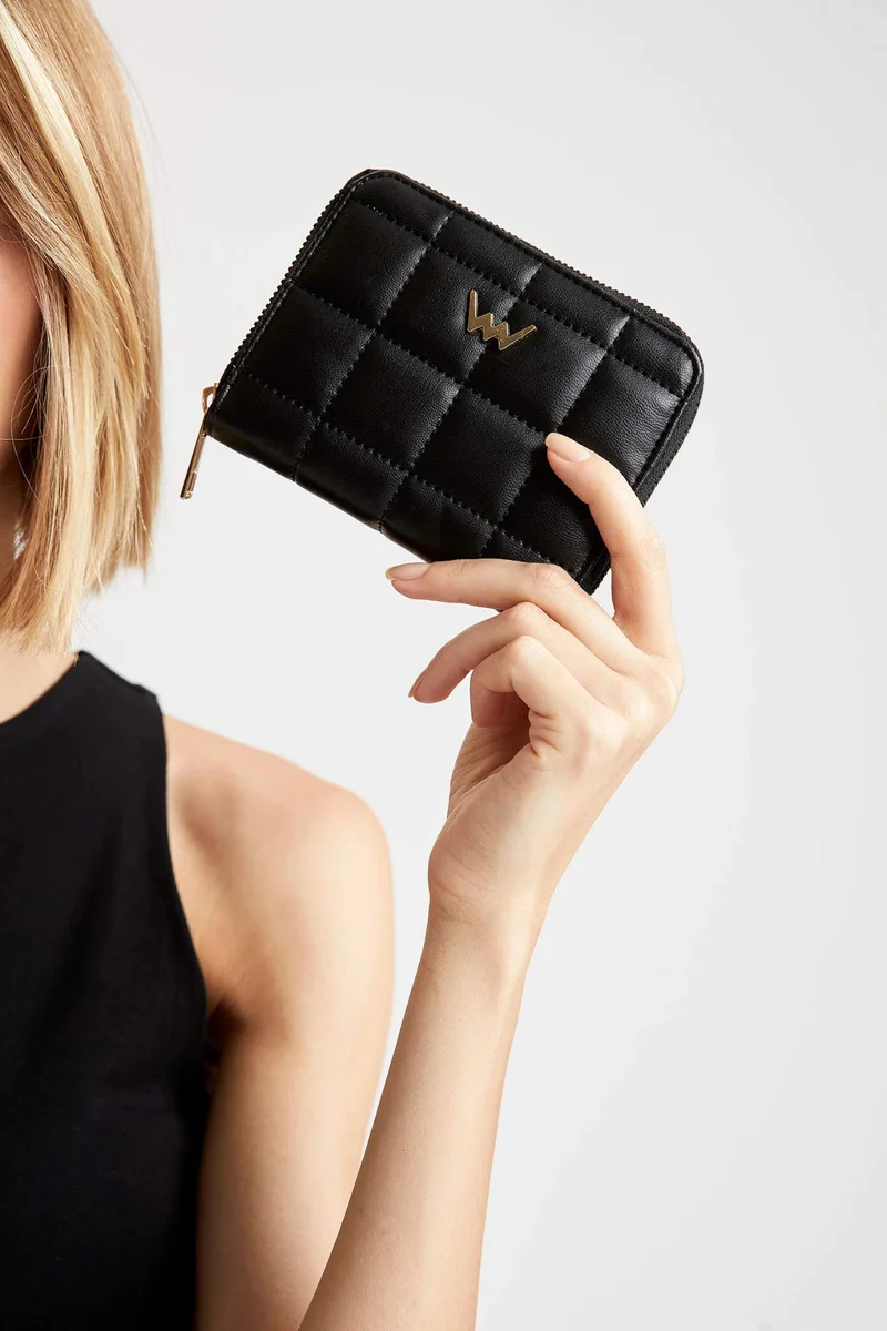 ديفاكتو Stitch Patterned Faux Leather Wallet