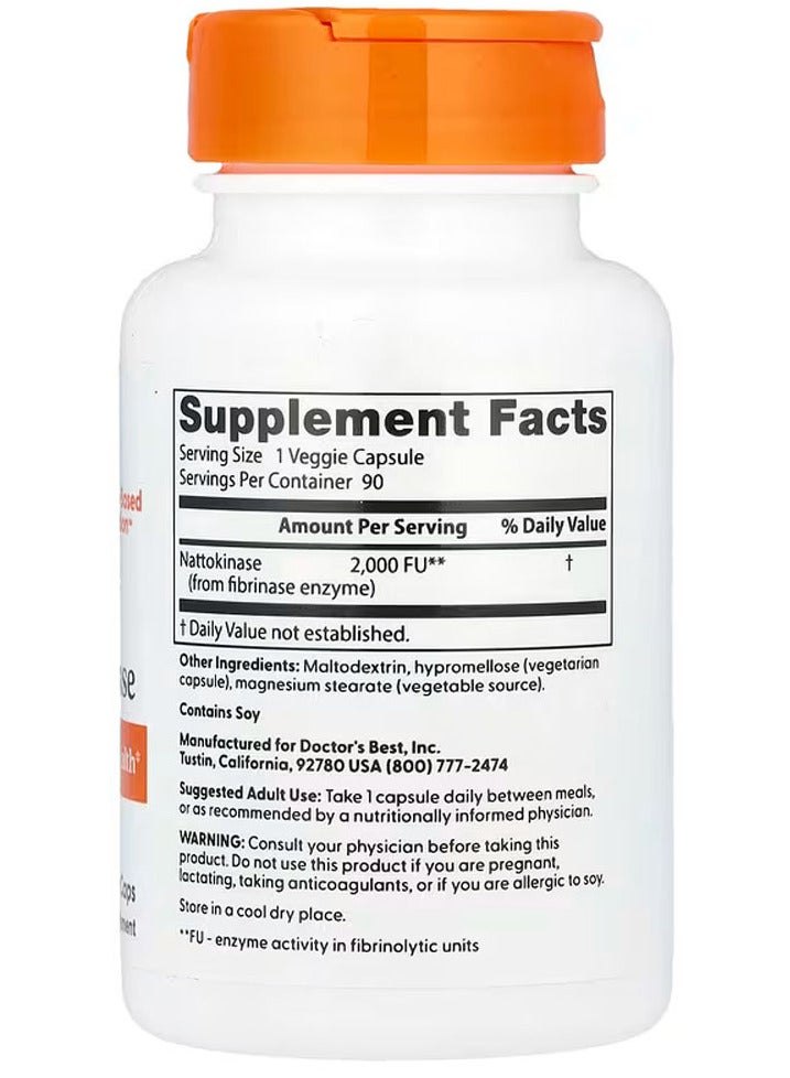 Doctor's BEST Nattokinase 2,000 FUs 90 Veggie Caps - Image 2