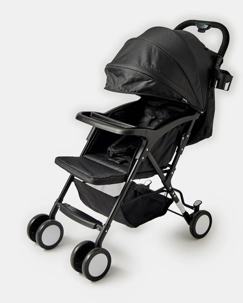 REDTAG Black Light Weight Stroller One Hand Folding With Cup Holder