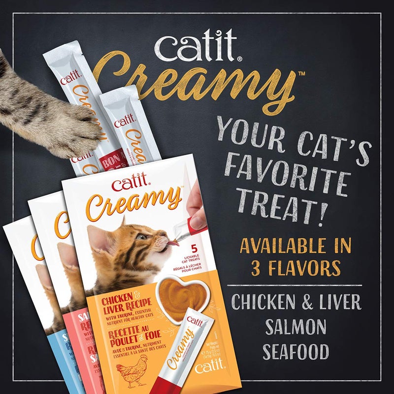 Catit Creamy Lickable Cat Treat, Healthy Cat Treat, Chicken & Liver, 5 Count (Pack of 30) - Image 5