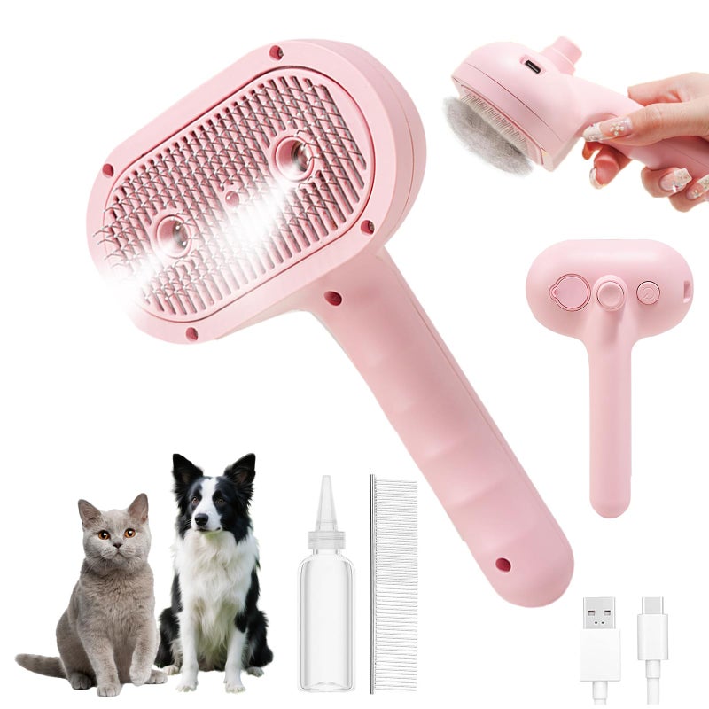 DRVUXBIL Cat Steam Brush with Release Button, 3-in-1 Steam Grooming Brush for Shedding, Hair Removal tool for Dogs & Cats, Self Cleaning Spray Comb with Mist for Long Haired Pets - Image 1