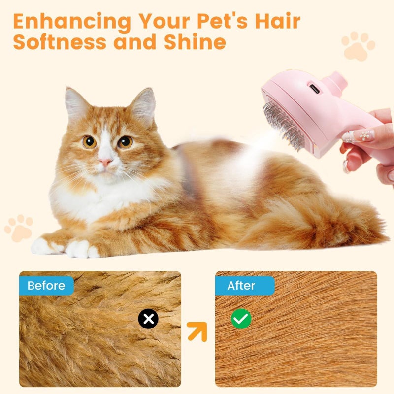 DRVUXBIL Cat Steam Brush with Release Button, 3-in-1 Steam Grooming Brush for Shedding, Hair Removal tool for Dogs & Cats, Self Cleaning Spray Comb with Mist for Long Haired Pets - Image 4