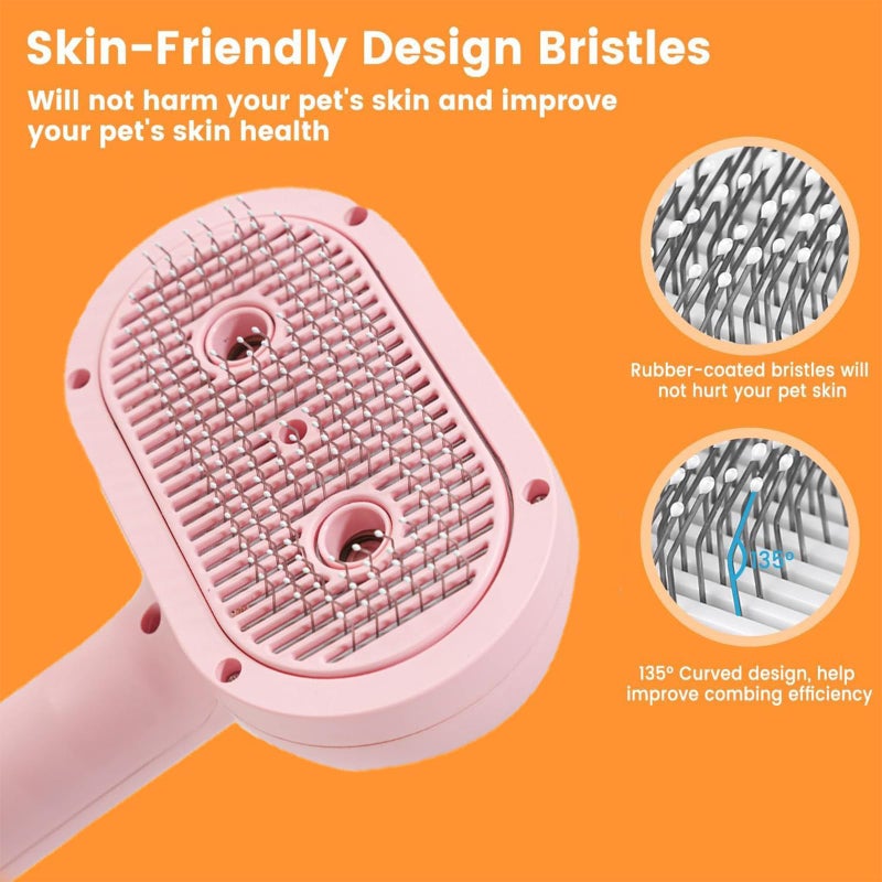 DRVUXBIL Cat Steam Brush with Release Button, 3-in-1 Steam Grooming Brush for Shedding, Hair Removal tool for Dogs & Cats, Self Cleaning Spray Comb with Mist for Long Haired Pets - Image 3