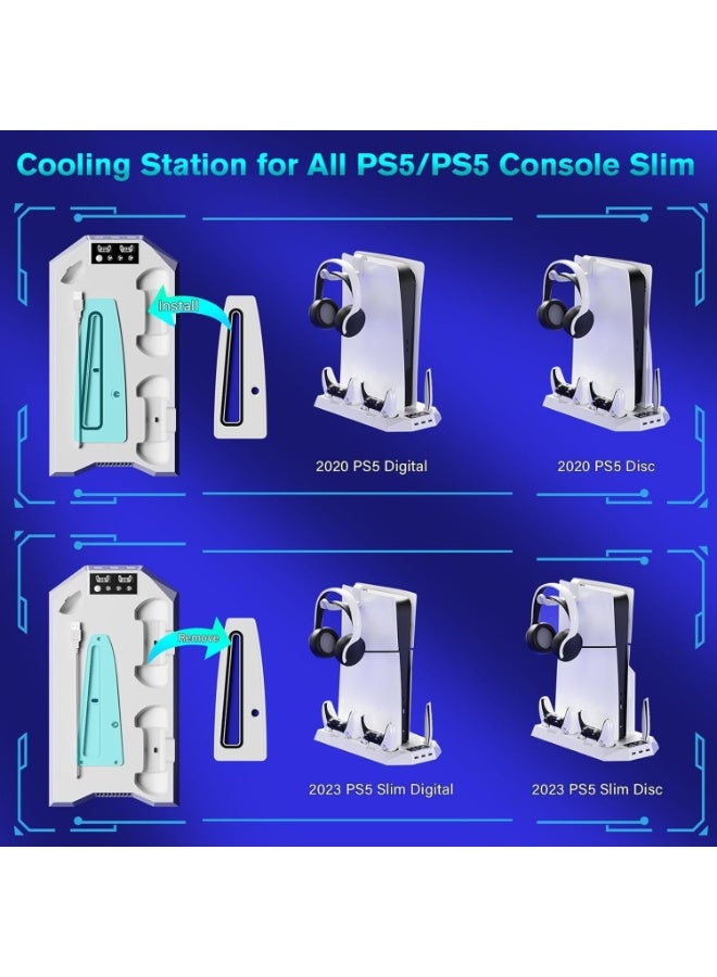 Cooling Fan Ps5 Cooling Station, Ps5 Slim Disc/Digital Edition, Stand With Dual Controller Charger, 3-Stage Cooling Fan, 3 Usb Hubs, And Headphone Holder (Unspecified Color) - Image 3