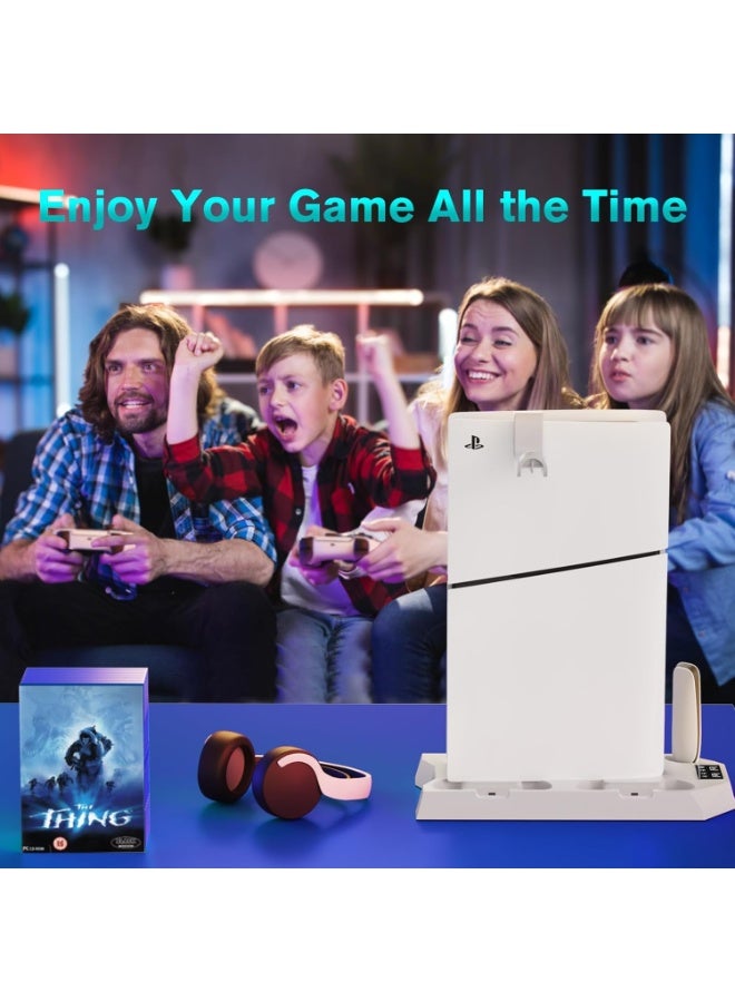 Cooling Fan Ps5 Cooling Station, Ps5 Slim Disc/Digital Edition, Stand With Dual Controller Charger, 3-Stage Cooling Fan, 3 Usb Hubs, And Headphone Holder (Unspecified Color) - Image 2