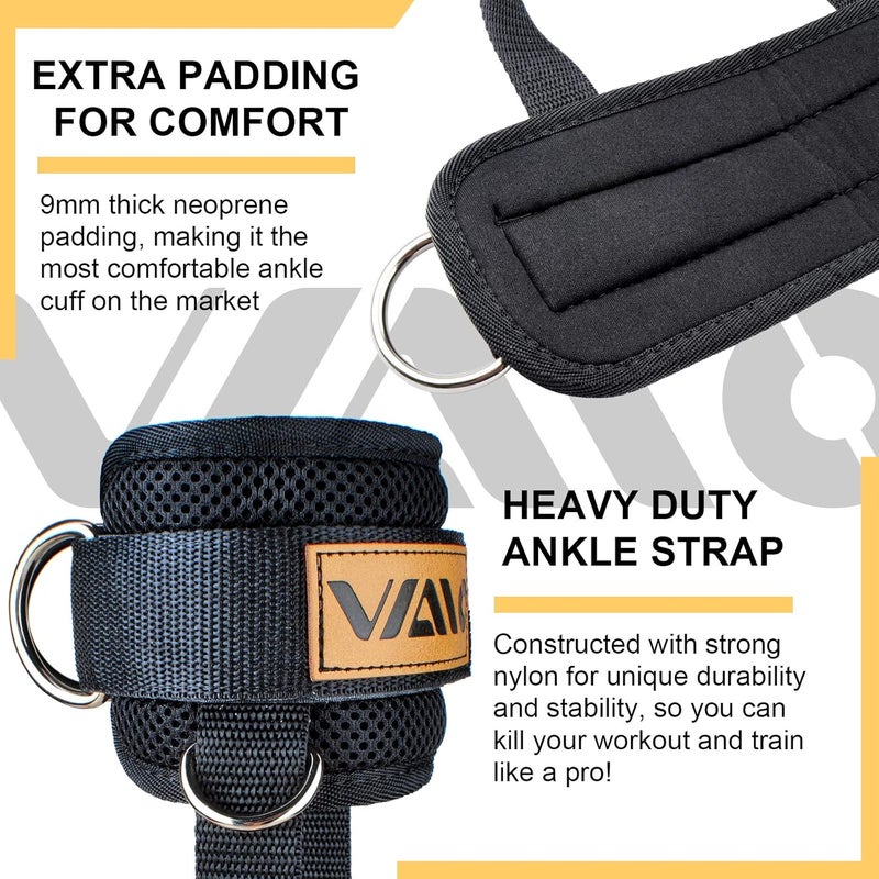 VAIIO Ankle Straps for Cable Machines,Adjustable Comfort fit Neoprene, Reinforce Double D-Ring - Premium Ankle Cuffs to Improve Abdominal Muscles, Lift The Butts, Tone The Legs for Men & Women - Image 4