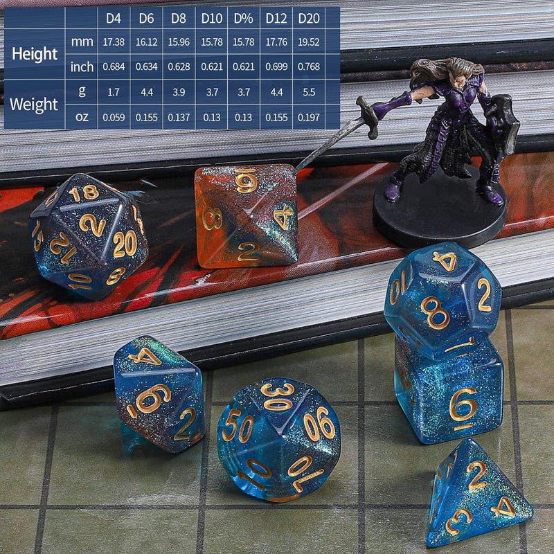 CiaraQ DND Polyhedral Dice Set with a Black Dice Bag for D&D RPG MTG Role Playing Table Games - Image 3
