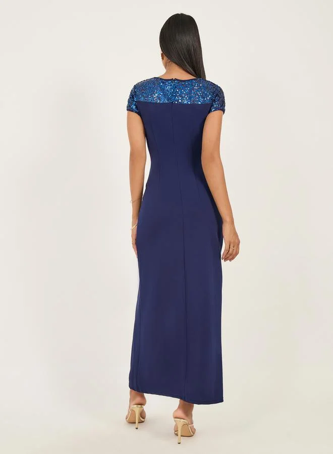 Styli Sequin Trimmed Sheath Dress