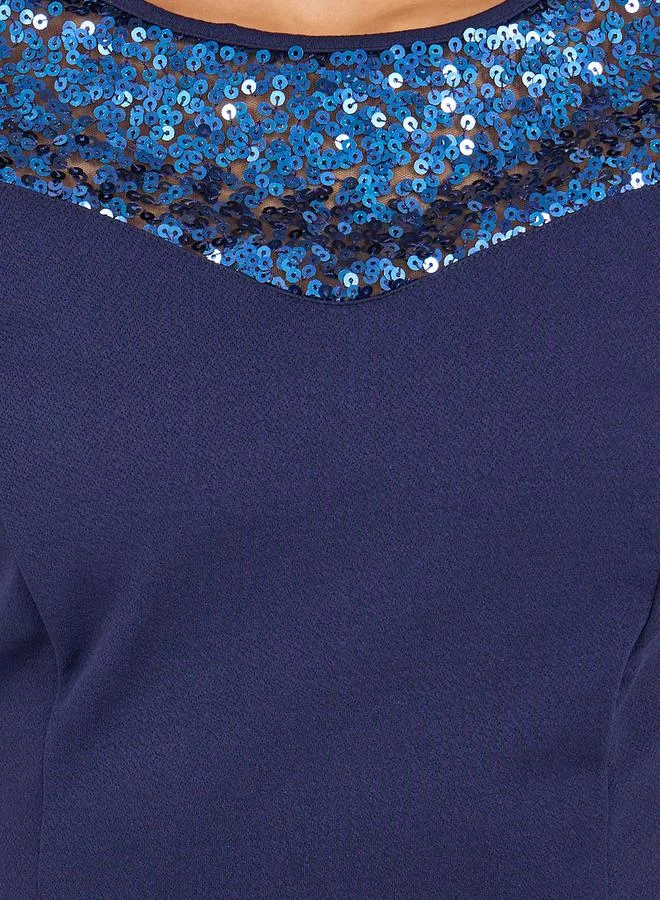 Styli Sequin Trimmed Sheath Dress