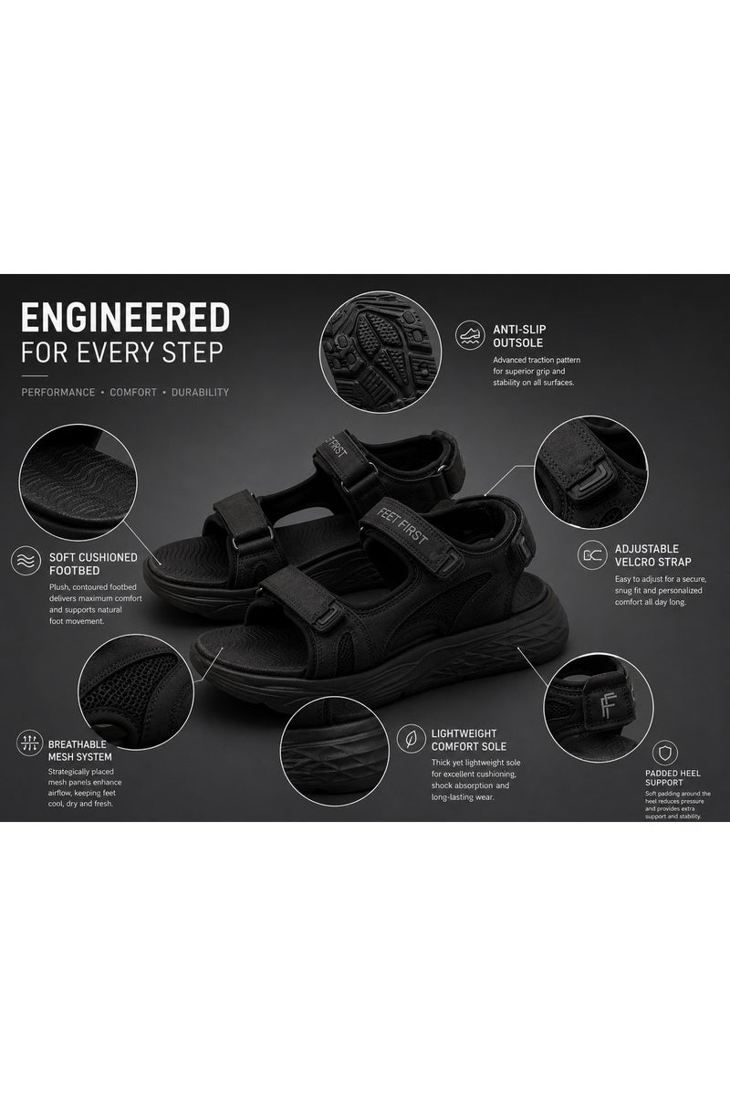 Feet First Men’s Sports Sandals with Adjustable Velcro Straps – Lightweight Comfort Outdoor Walking Sandals - Image 2