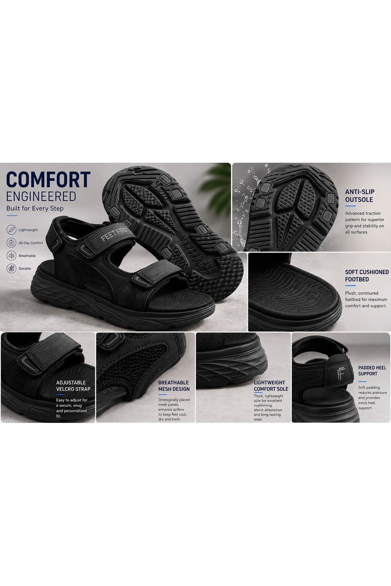 Feet First Men’s Sports Sandals with Adjustable Velcro Straps – Lightweight Comfort Outdoor Walking Sandals - Image 3