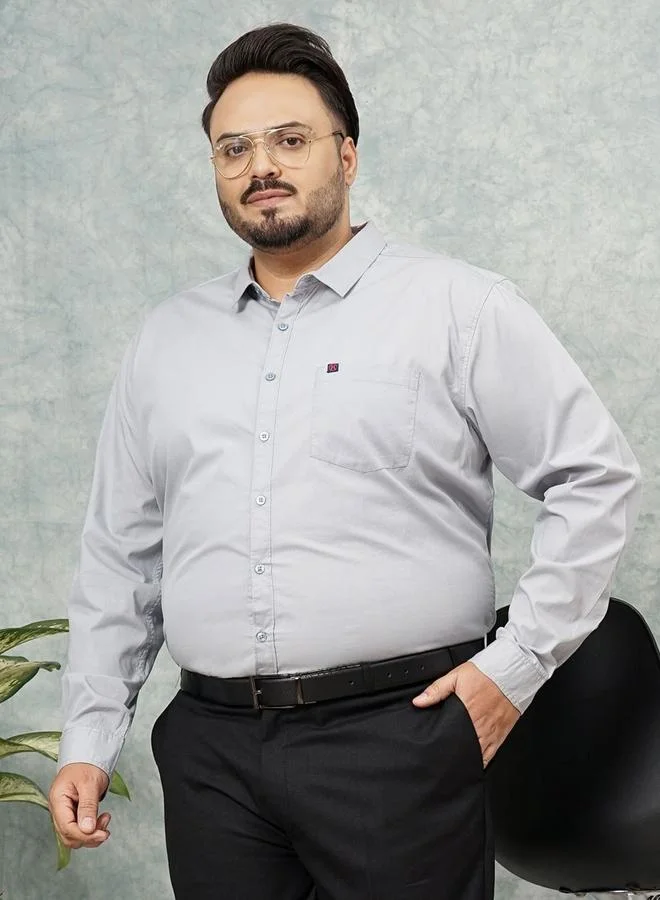 Take Two Plus Men Grey Regular Fit Casual Shirt By HardSoda