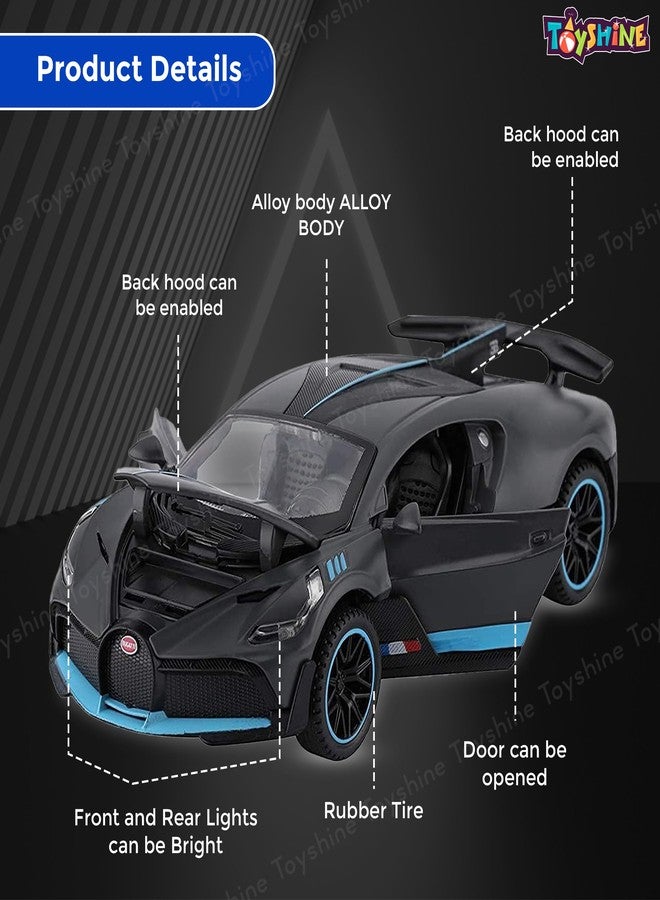 Toyshine 1:32 Scale Die Super Fast Racing Model Car with Music and Lights Along with Pull Back Function Opening Doors Feature for Kids Boy Girl 3+, Black - Image 2