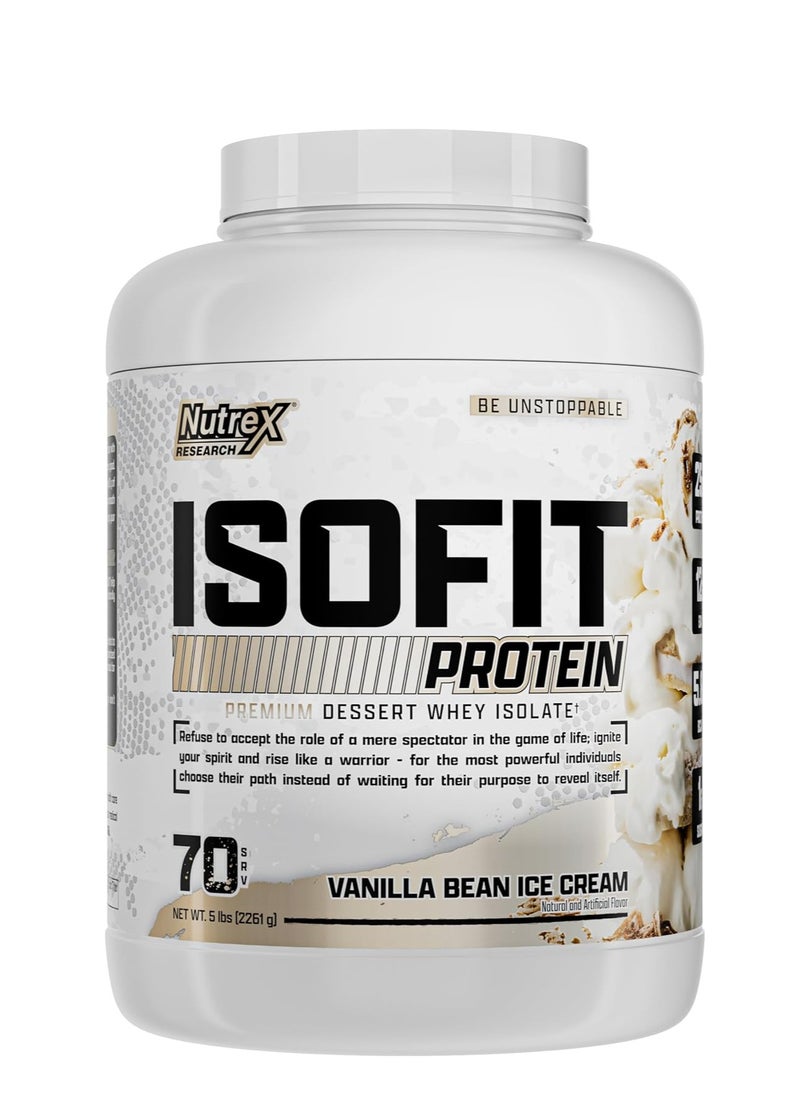 Nutrex Research IsoFit  Whey Protein Powder Instantized 100% Whey Protein Isolate Vanilla Bean Ice Cream 70 Servings 5lbs (2261 gm)  - Image 1