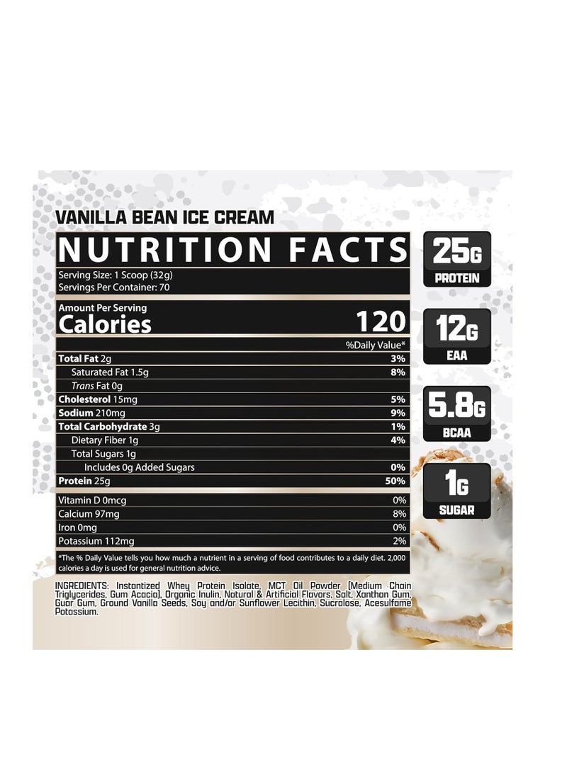 Nutrex Research IsoFit  Whey Protein Powder Instantized 100% Whey Protein Isolate Vanilla Bean Ice Cream 70 Servings 5lbs (2261 gm)  - Image 2