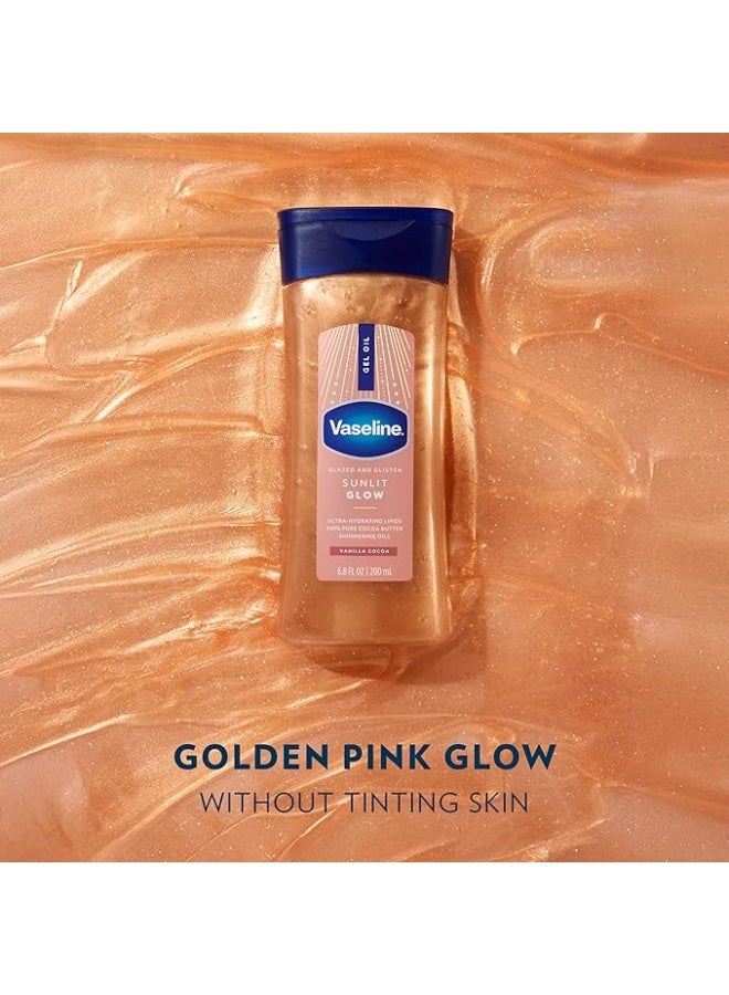 Vaseline Glazed & Glisten Sunlit Glow Body Gel Oil 200ml – Vanilla Cocoa Shimmering Moisturizing Body Oil - Image 5