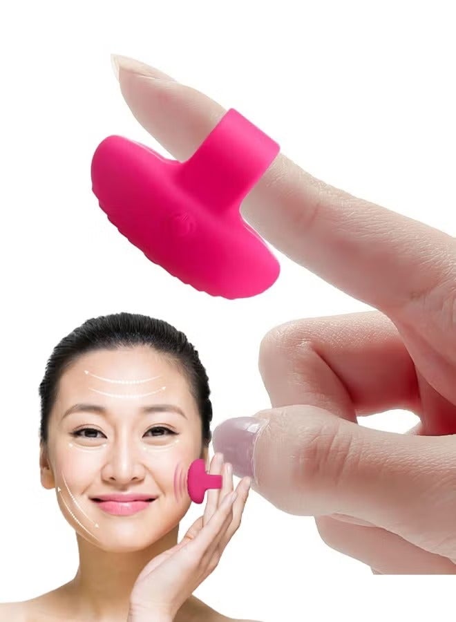 جهاز تدليك اهتزازي صغير للوجه والعين، جهاز تدليك شخصي بحلقة صغيرة لشد عضلات الوجه، ومكافحة الشيخوخة، وتخفيف الهالات السوداء، وانتفاخ العين والتعب، لون أحمر وردي - Image 1