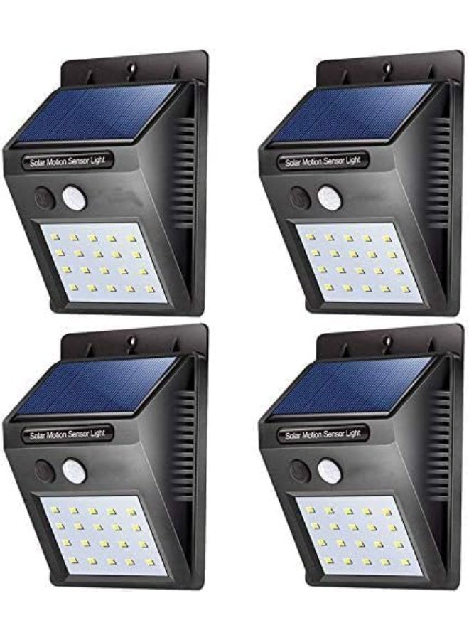AL ARQAM 4 PCS Solar Motion Sensor Security Lights – 20 LED Super Bright Outdoor Wall Lights, IP65 Waterproof & Wireless, Auto On/Off for Garden, Fence, Patio, and Garage - Image 1