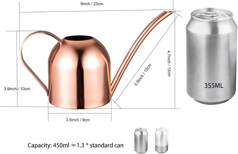 IMEEA Small Watering Can for Indoor Plants Stainless Steel Indoor Watering Can with Long Spout, 15oz/450ml - Image 2