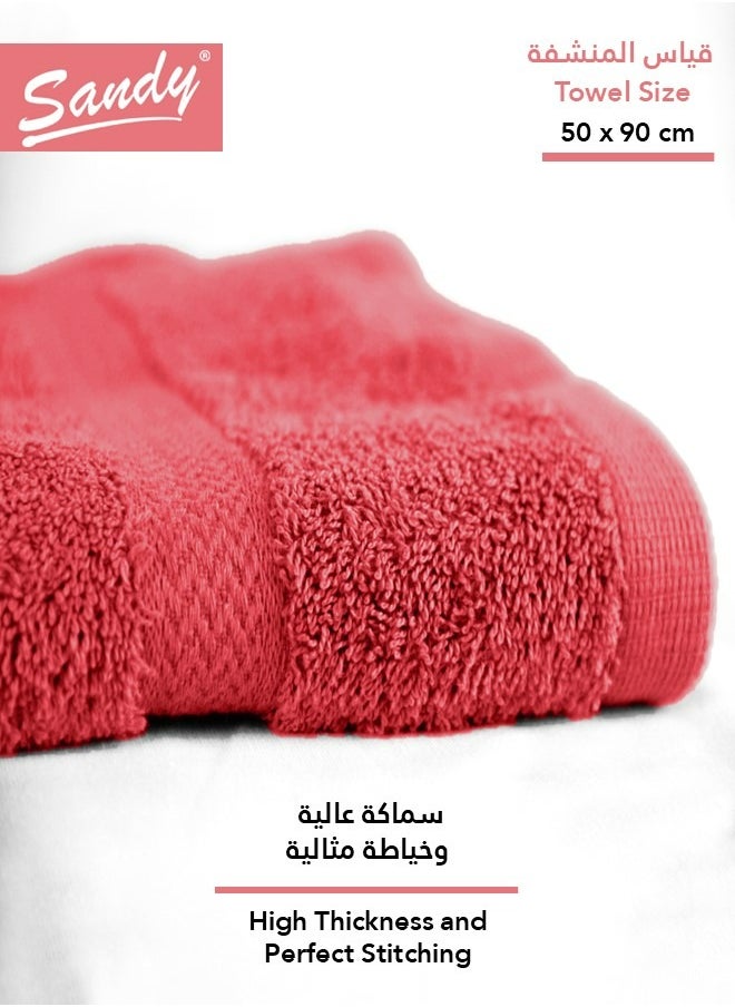 Sandy SANDY 100% Cotton Luxury Bath Towel for Hair, Hand and Face, 600 GSM Made in Egypt, Ideal for Daily Use, High Absorbent and Super Soft 90x50 cm, Red  - Image 3