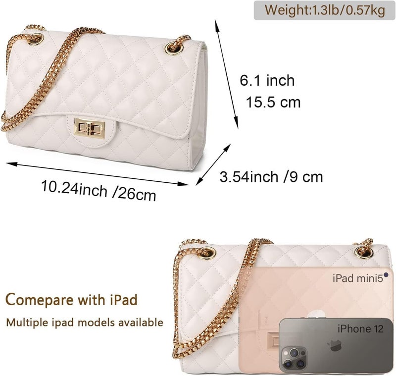 Gladdon Quilted Crossbody Purse for Women Trendy Ladies Shoulder Bag with Chain Designer Purses - Image 3
