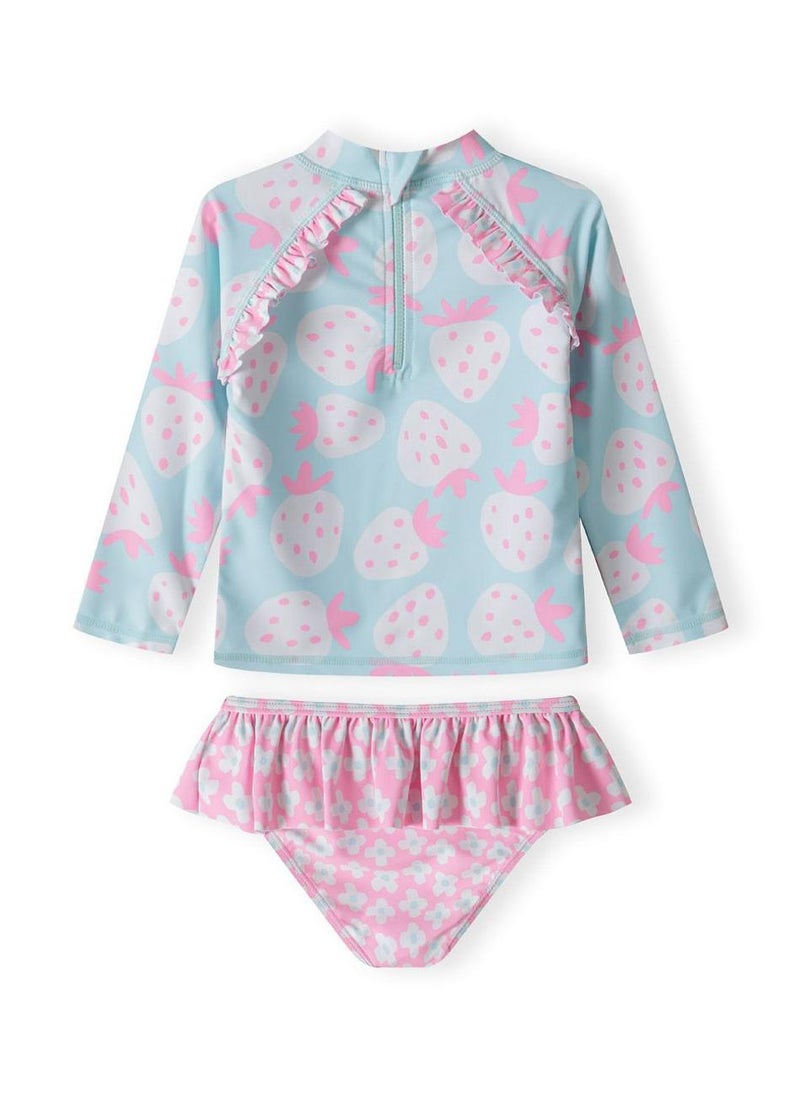 مينوتي طقم سباحة من قطعتين للبنات: بلوزة بأكمام طويلة مع سروال بكشكش - Image 2