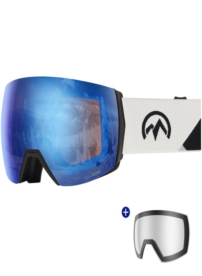 OutdoorMaster Ultra Ski Goggles Lens by ZEISS, OTG Snowboard Goggles Anti-fog Wide View, Magnetic Interchangeable Lens, Snow Goggles for Men & Women(NavyBlue Vlt 11% + ClearLens) - Image 1