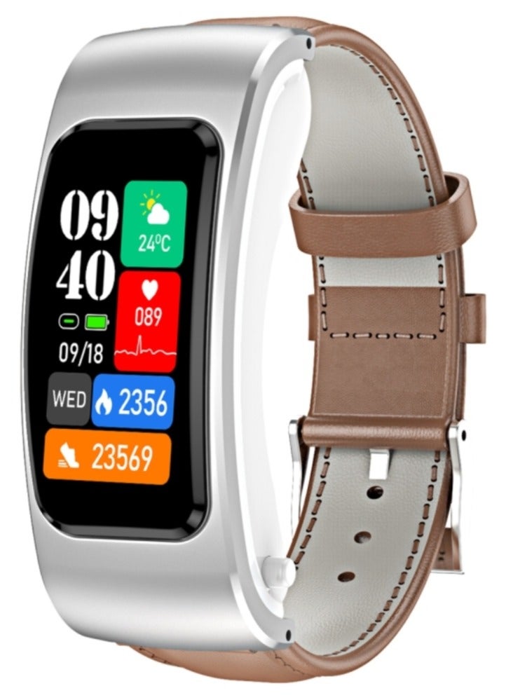 AROAQ K60 1.08 inch Leather Band Earphone Detachable Life Waterproof Smart Watch Support Bluetooth Call - Image 1