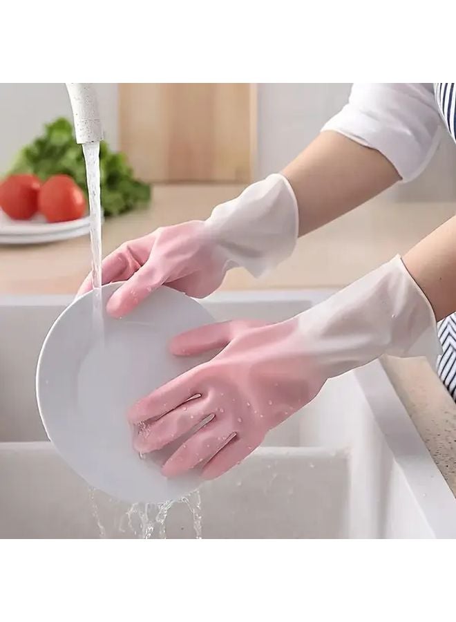 4 Pack Womens Dishwashing Gloves Model S Extra Long Cuff Heavy Duty Rubber Kitchen Mitts - Image 2