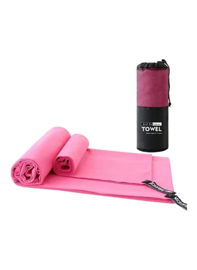 SpireHues - SpireHues Microfiber Travel Gym Yoga Towels Fast Drying Compact Beach Towel Light Weight Camping Towels Large Bath Sheet, 2 Packs (40 * 80cm+76 * 152cm), Pink - Image 1