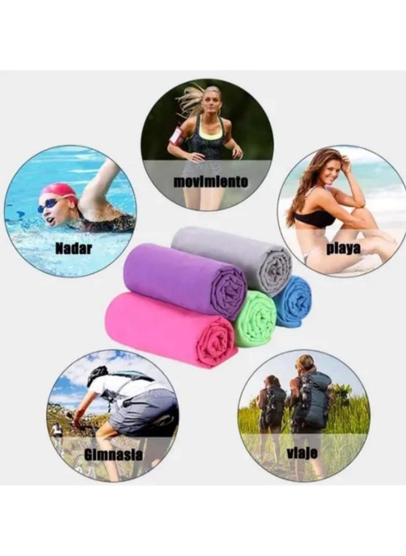 SpireHues - SpireHues Microfiber Travel Gym Yoga Towels Fast Drying Compact Beach Towel Light Weight Camping Towels Large Bath Sheet, 2 Packs (40 * 80cm+76 * 152cm), Pink - Image 1