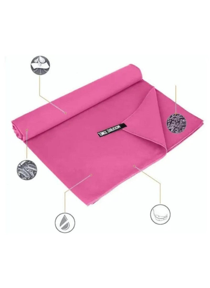 SpireHues - SpireHues Microfiber Travel Gym Yoga Towels Fast Drying Compact Beach Towel Light Weight Camping Towels Large Bath Sheet, 2 Packs (40 * 80cm+76 * 152cm), Pink - Image 1