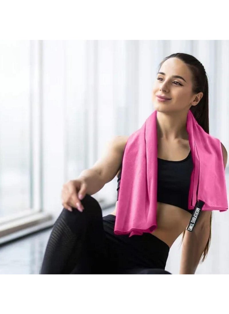 SpireHues - SpireHues Microfiber Travel Gym Yoga Towels Fast Drying Compact Beach Towel Light Weight Camping Towels Large Bath Sheet, 2 Packs (40 * 80cm+76 * 152cm), Pink - Image 1