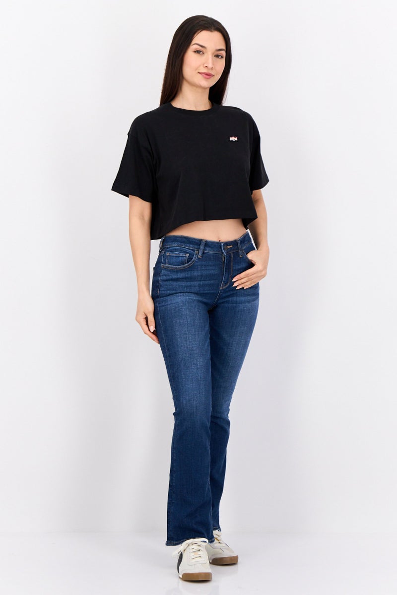 ESPRIT بلوزات قصيرة الأكمام مزينة بتطريز للنساء، سوداء - Image 2