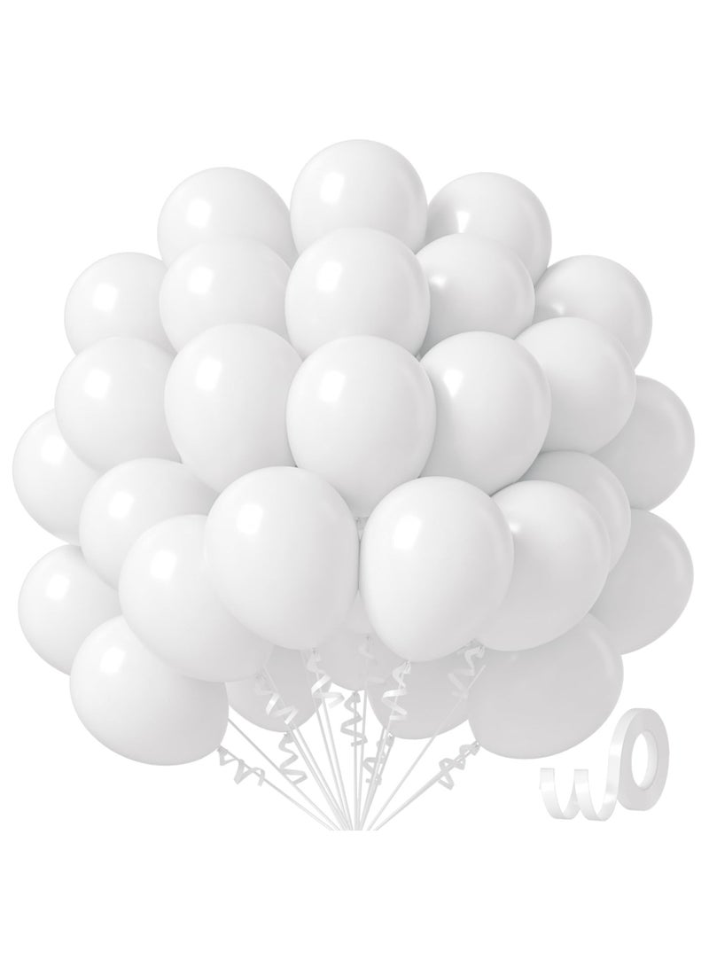 White balloons, 50 latex party balloons for weddings, graduations, children's birthday parties, Valentine's Day, baby showers, party supplies, arch balloon towers  - Image 1