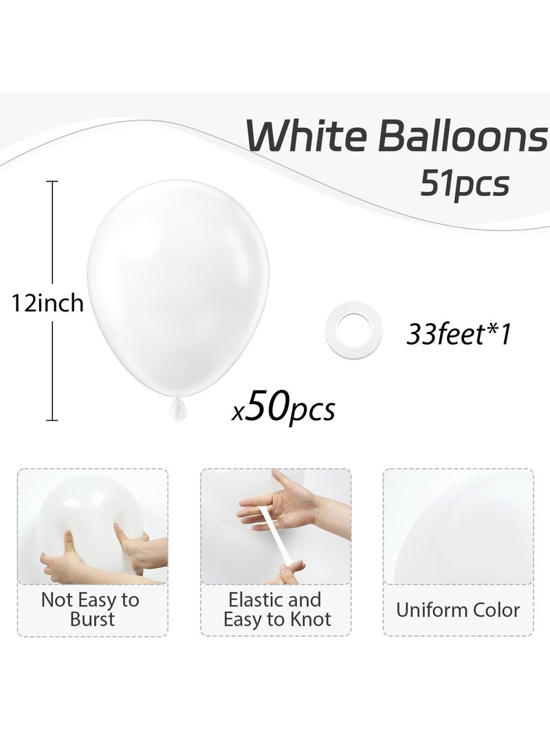 White balloons, 50 latex party balloons for weddings, graduations, children's birthday parties, Valentine's Day, baby showers, party supplies, arch balloon towers  - Image 4