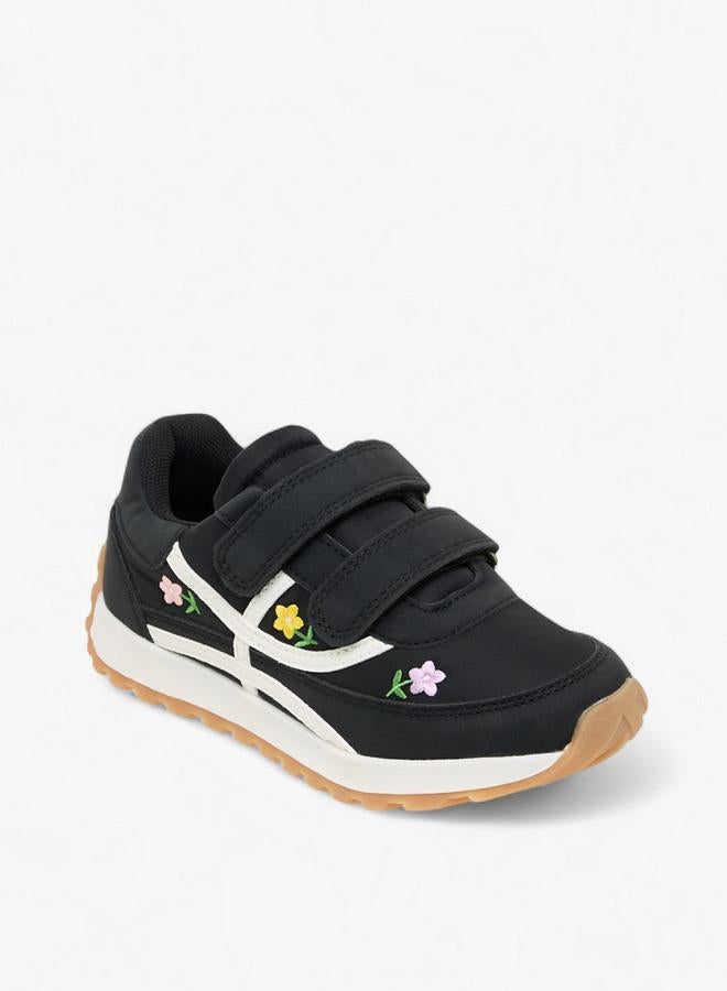 JUNIORS Girls Floral Embroidered School Sneakers - Image 2
