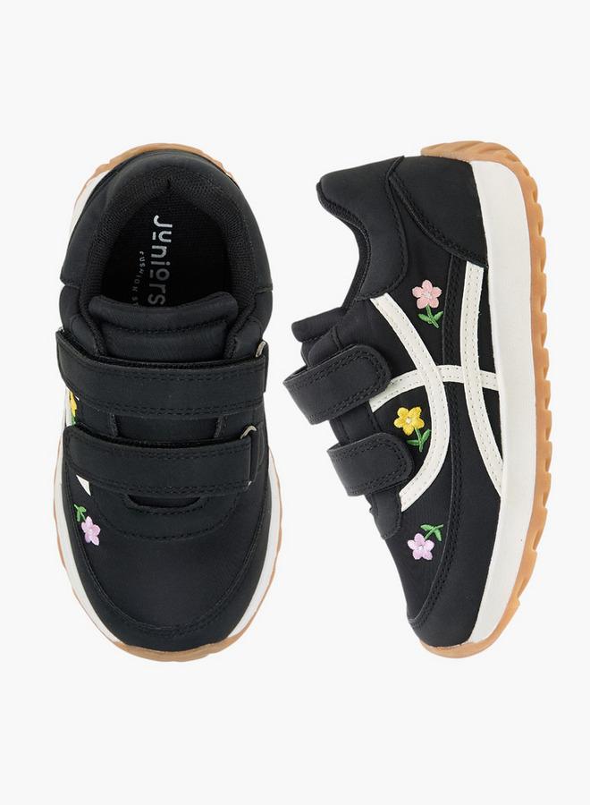 JUNIORS Girls Floral Embroidered School Sneakers - Image 1