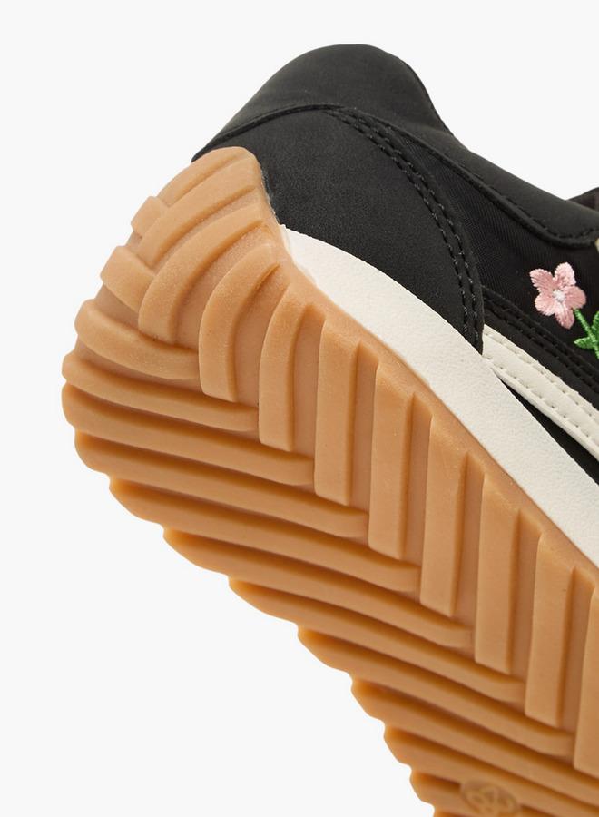 JUNIORS Girls Floral Embroidered School Sneakers - Image 5