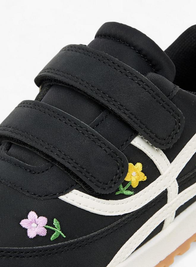 JUNIORS Girls Floral Embroidered School Sneakers - Image 4